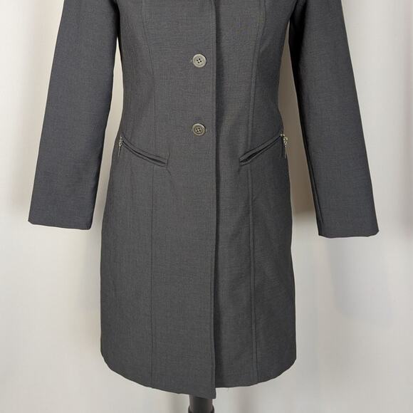 Vintage 90s CDC Petites Longline Blazer Gray Size 4 Career Coat - Picture 13 of 16